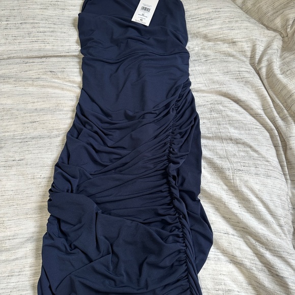 Hervé Léger Ruched Jersey Mini Dress | Classic Blue L - Picture 6 of 12